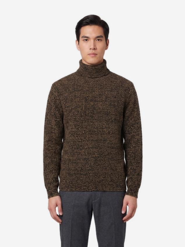 Lemaire Men's Tobacco High-neck Sweater in Brown