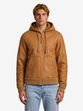 Loewe Men's Hooded Leather Jacket in Beige