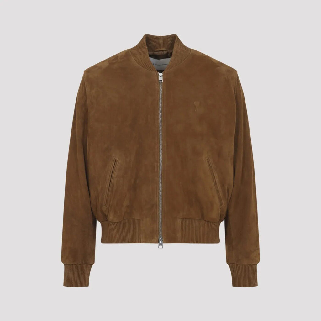 Ami Alexandre Mattiussi Men's Ami Paris Leather Jacket in Brown