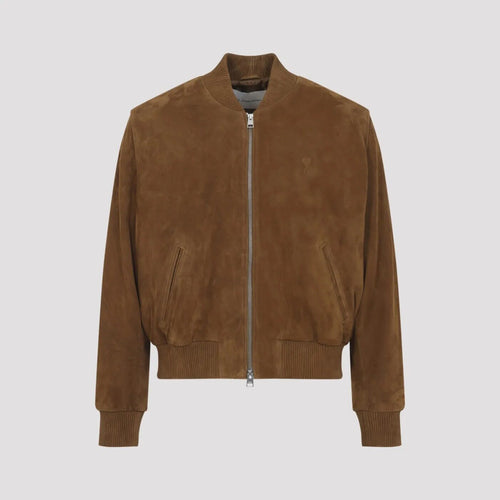 Ami Alexandre Mattiussi Men's Ami Paris Leather Jacket in Brown
