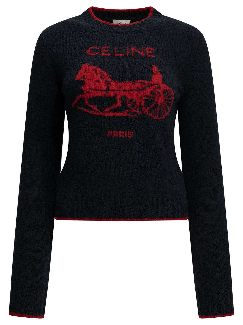 Celine Women's Caleche Intarsia Wool Sweater in Blue