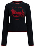 Celine Women's Caleche Intarsia Wool Sweater in Blue