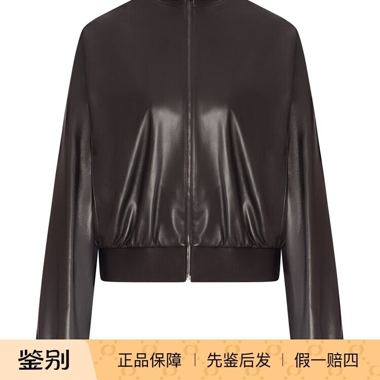Gucci Women's Leather Jacket in Brown
