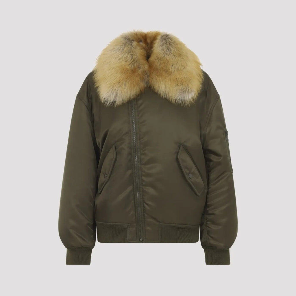 Saint Laurent Women's YSL Coat in Green