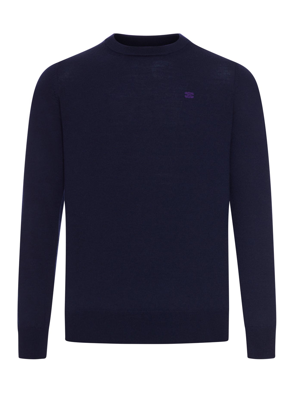 Celine Men's FINE SWEATER WITH TRIOMPHE EMBROIDERY in Navy