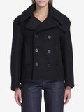 Saint Laurent Women's Oversize Pea Coat in Wool in Black
