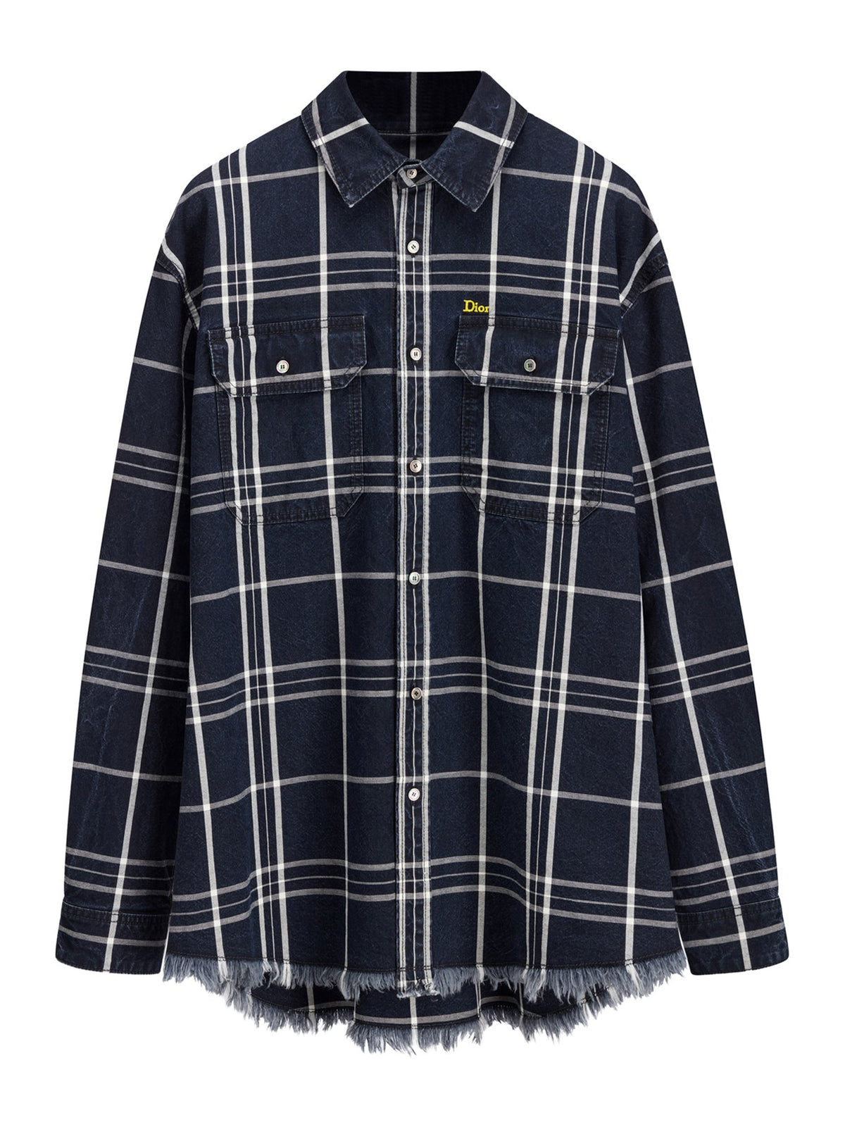 Christian Dior Men's BLUE CHECKED SHIRT JACKET in Blue
