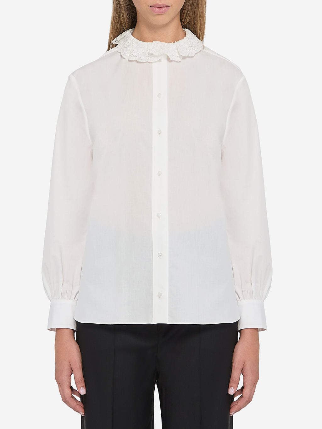Saint Laurent Women's Shirt in Cotton Poplin in White