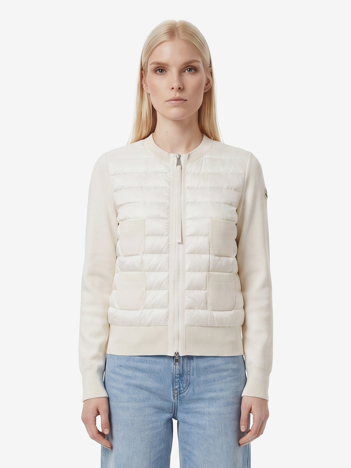 Moncler Women's Padded Wool Zip Cardigan in White