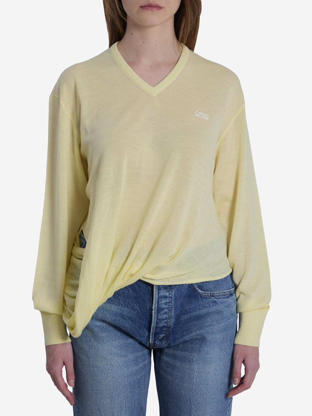 Loewe Women's Light Yellow Wool Sweater in Yellow