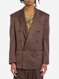 Saint Laurent Men's Silk Satin Jacket in Brown