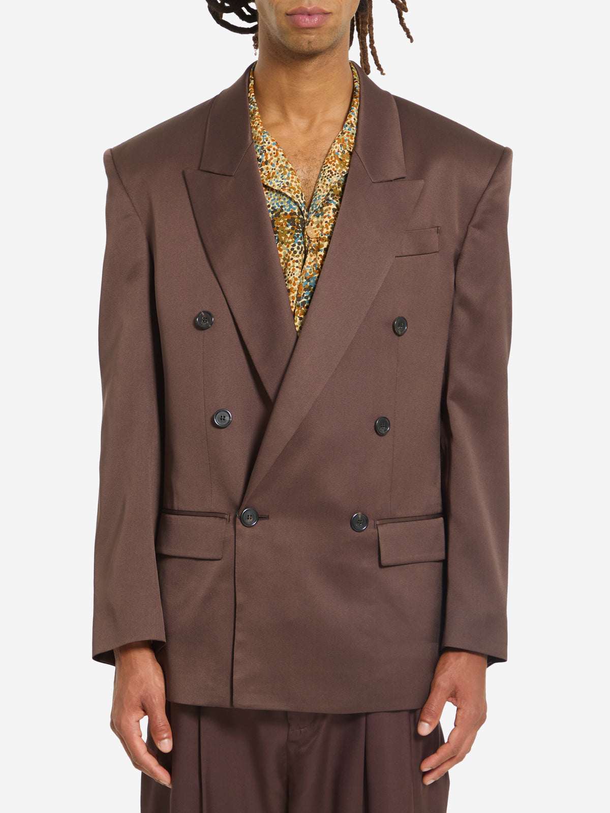 Saint Laurent Men's Silk Satin Jacket in Brown