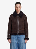 Gucci Women's Suede Leather and Shearling Jacket in Brown