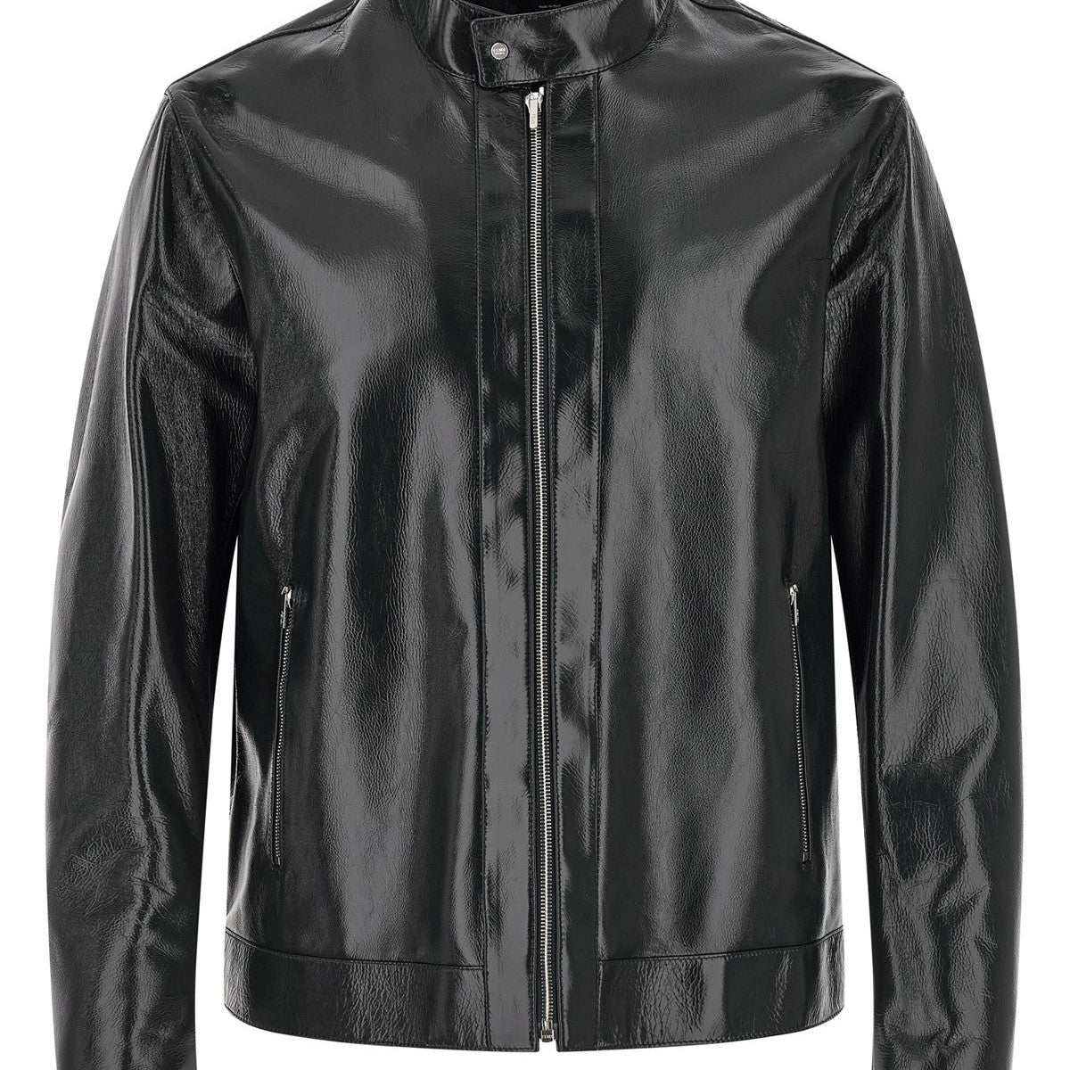 Fendi Men's Logo Leather Jacket in Blue