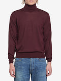 Saint Laurent Men's Wool Turtleneck Sweater in Bordeaux