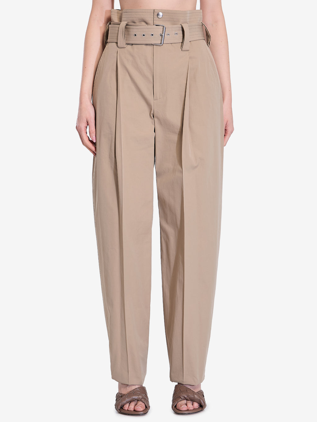 Bottega Veneta Women's Wide Leg Trousers in Beige