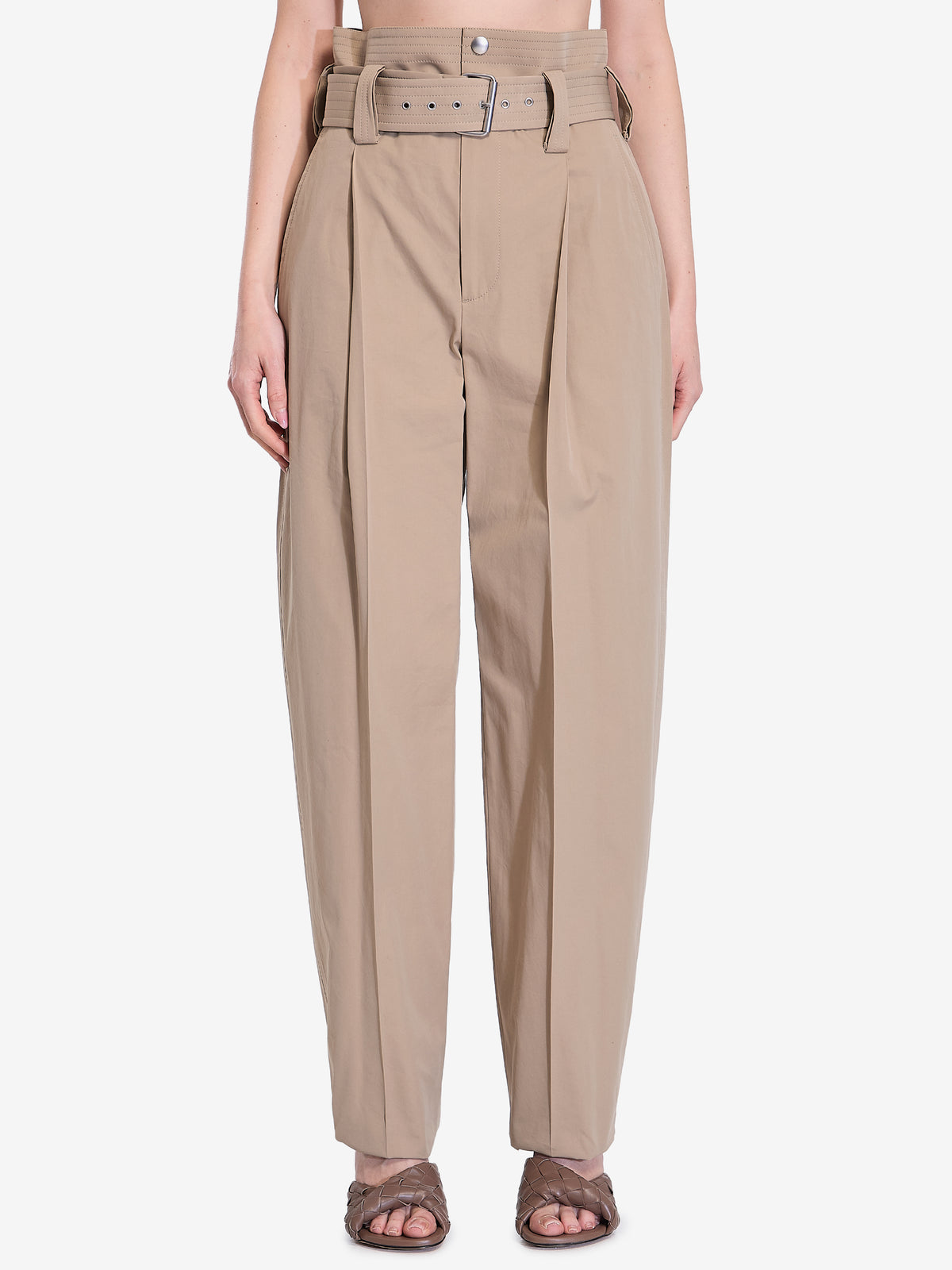 Bottega Veneta Women's Wide Leg Trousers in Beige