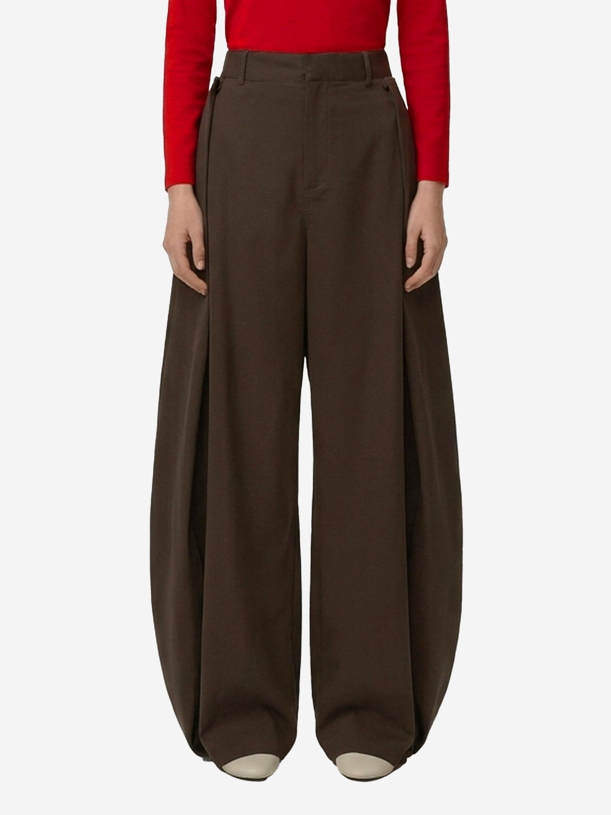 Loewe Women's Cotton and Silk Pants in Brown