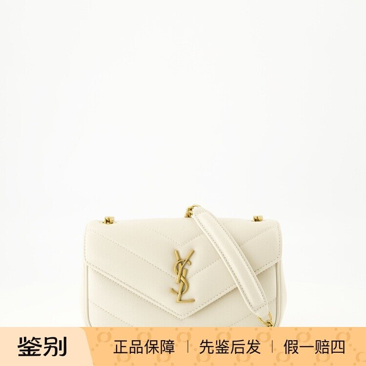 Saint Laurent Women's YSL Loulou Mini Bag in White