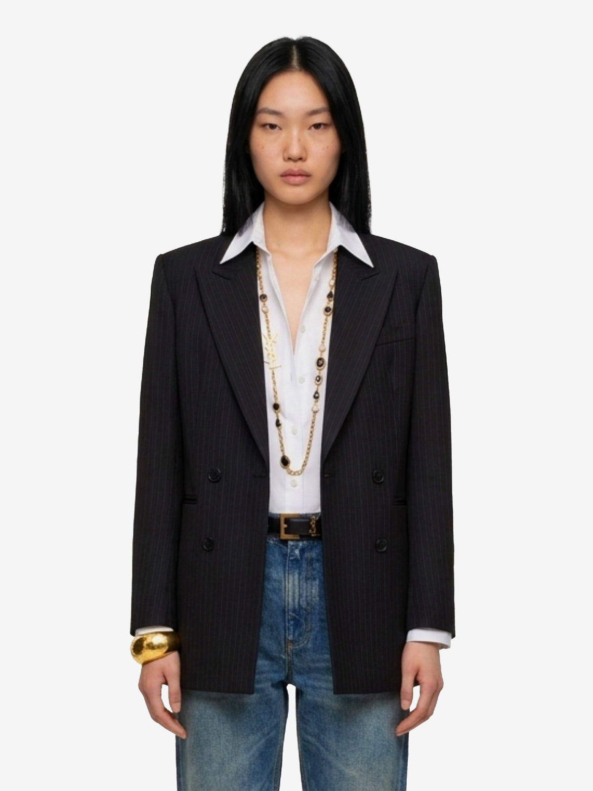 Saint Laurent Women's Double-breasted Jacket in Black