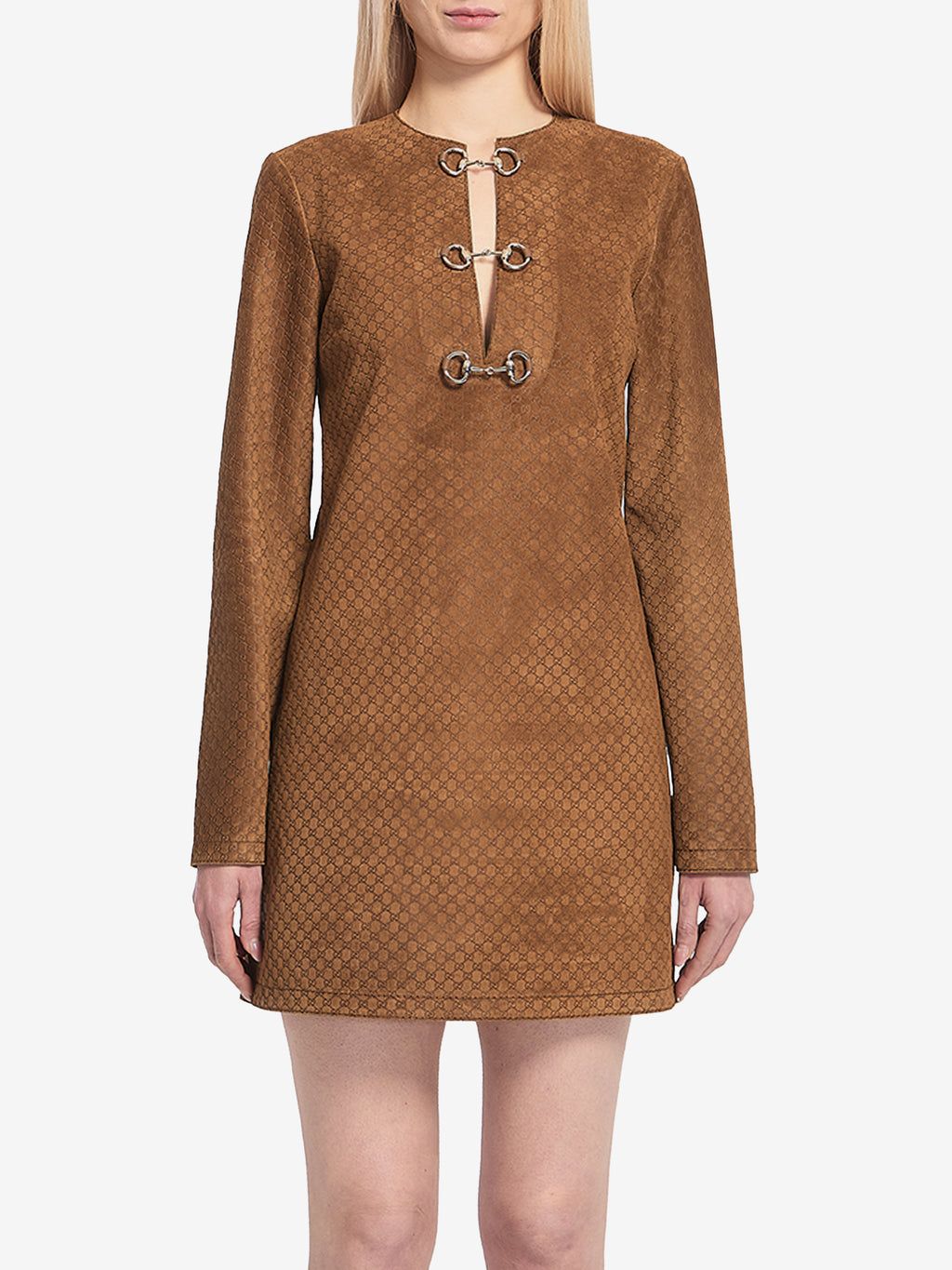 Gucci Women's GG Suede Mini Dress in Brown