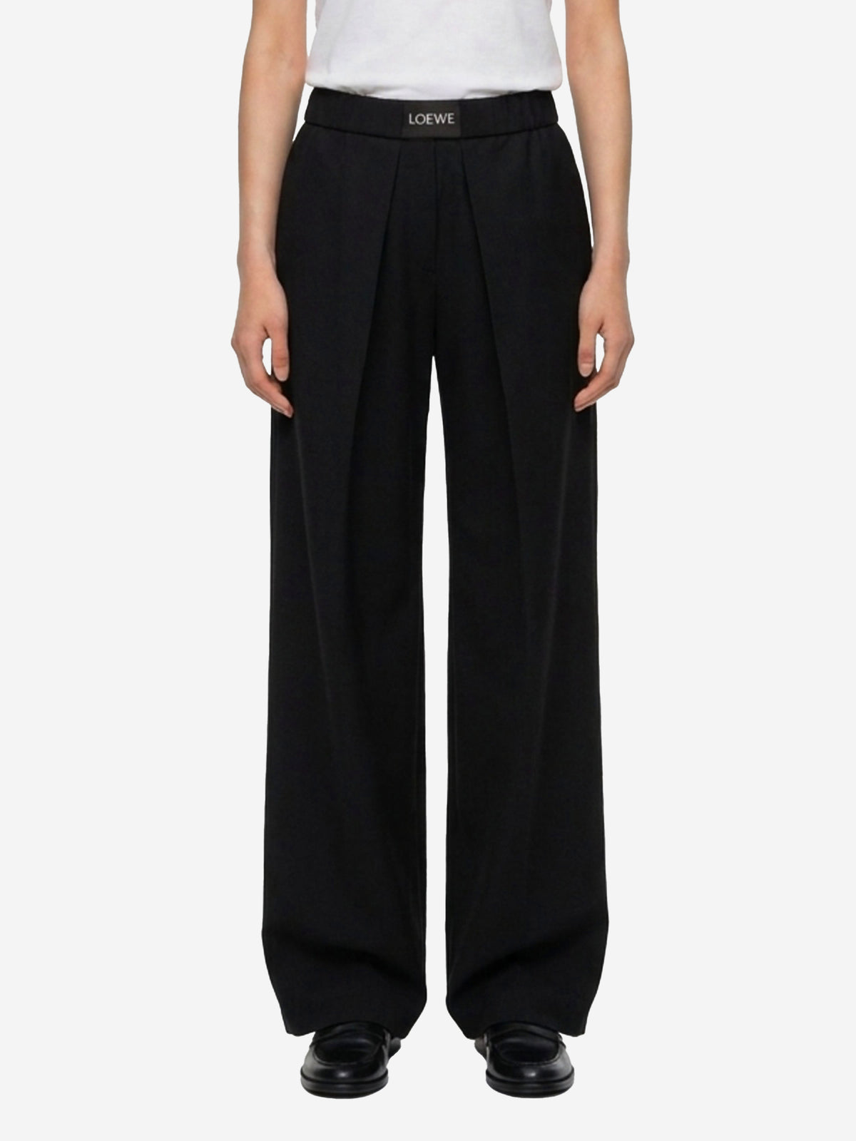 Loewe Women's Elasticated Wool Pants in Black