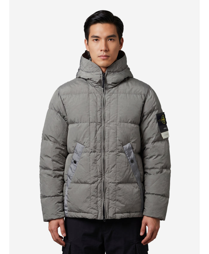 Stone Island Men's Econyl® Nylon Down Jacket in Grey