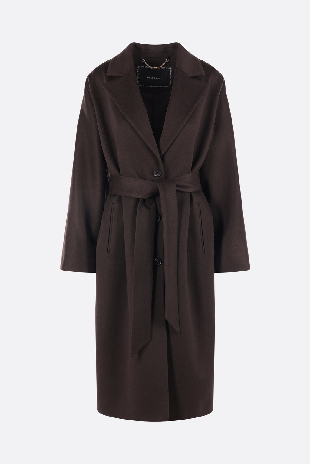 Kiton Women's Coat in Dark Brown Silk
