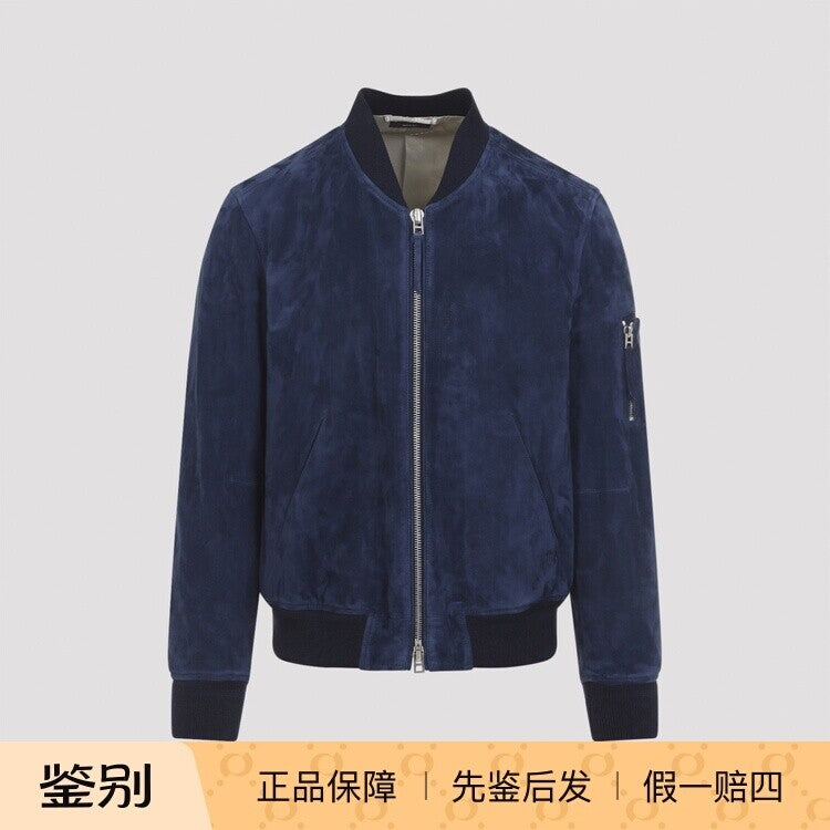 Tom Ford Men's Leather Jacket in Blue