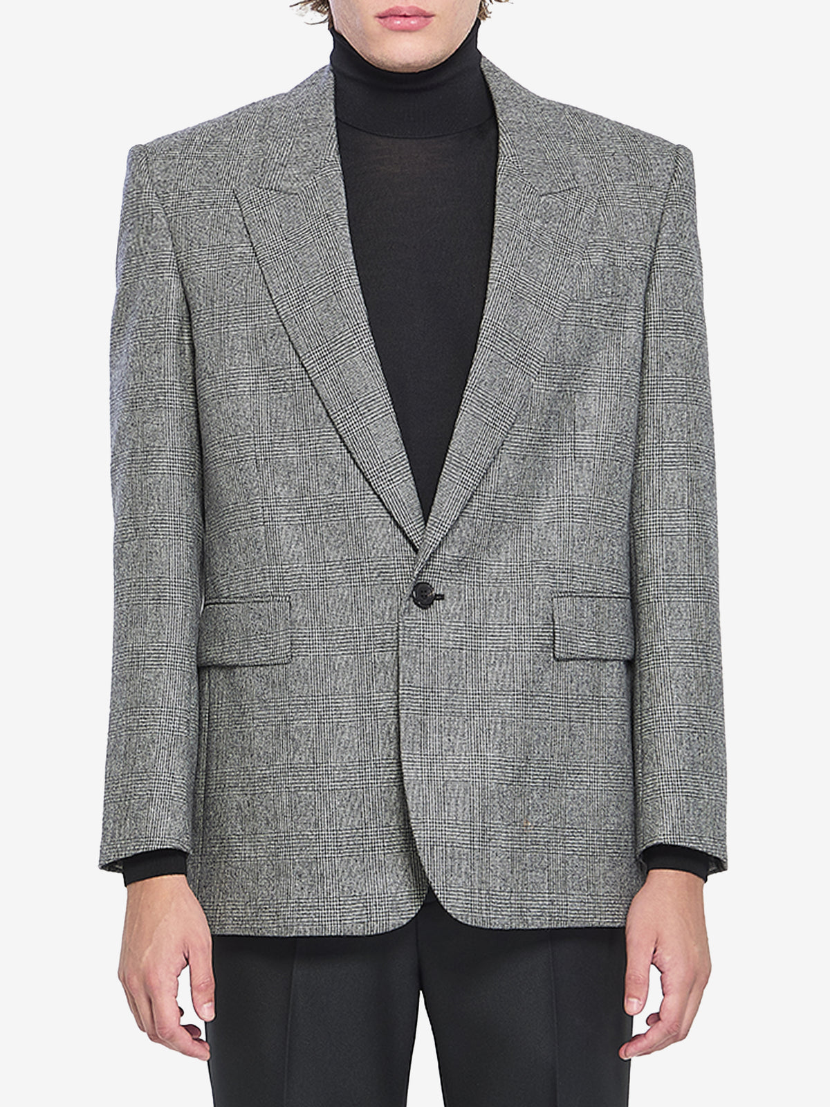 Saint Laurent Men's Wool Flannel Jacket in Black