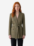 Max Mara Women's Peaked Lapel Dressing Gown in Green