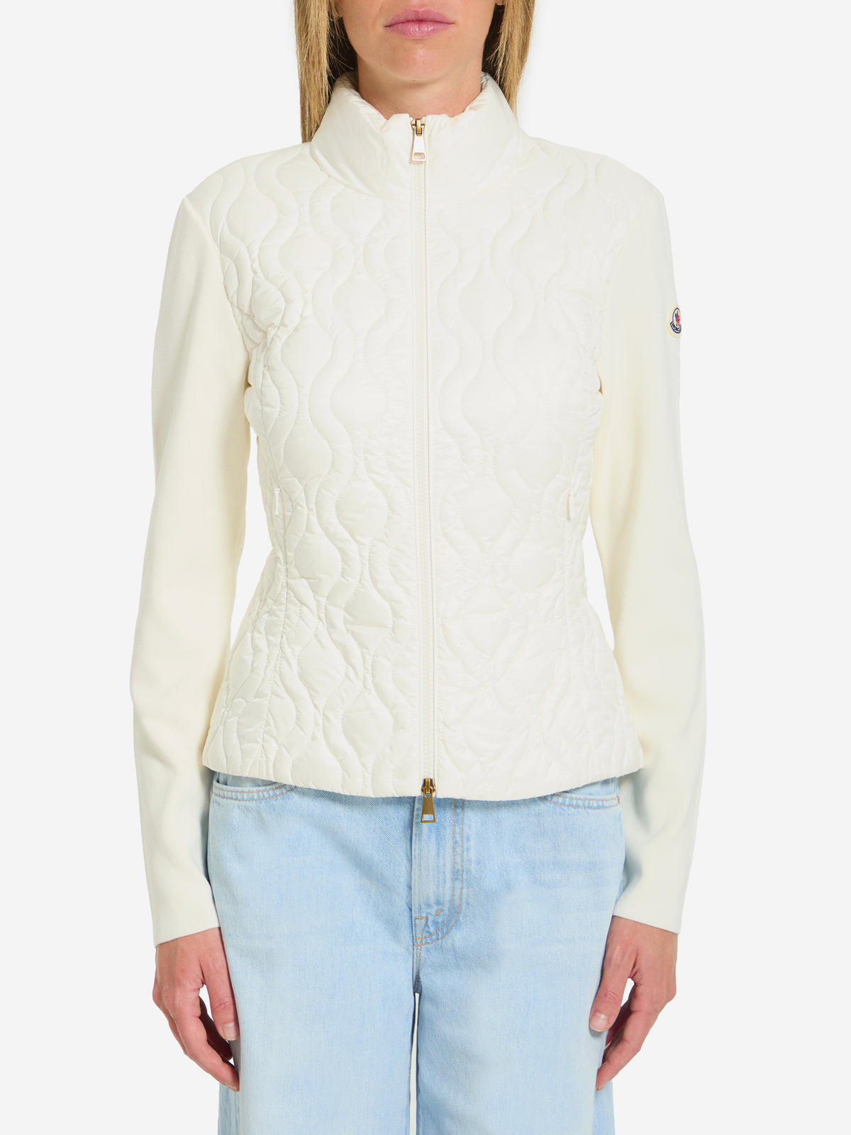 Moncler Women's Padded Zip Cardigan in Cream