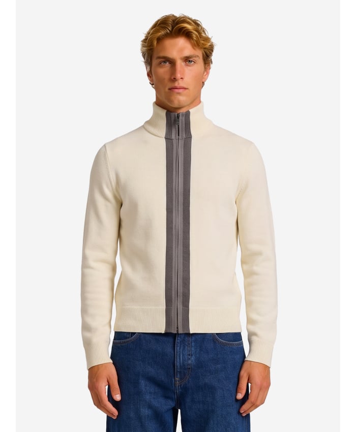Gucci Men's Wool Knit Sweater with Subtle Web in White