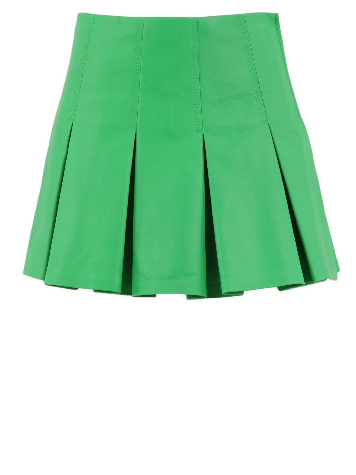 Bottega Veneta Women's Green Leather Skirt in Green