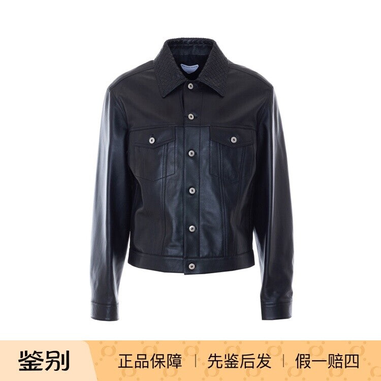 Bottega Veneta Men's Leather Jacket in Black