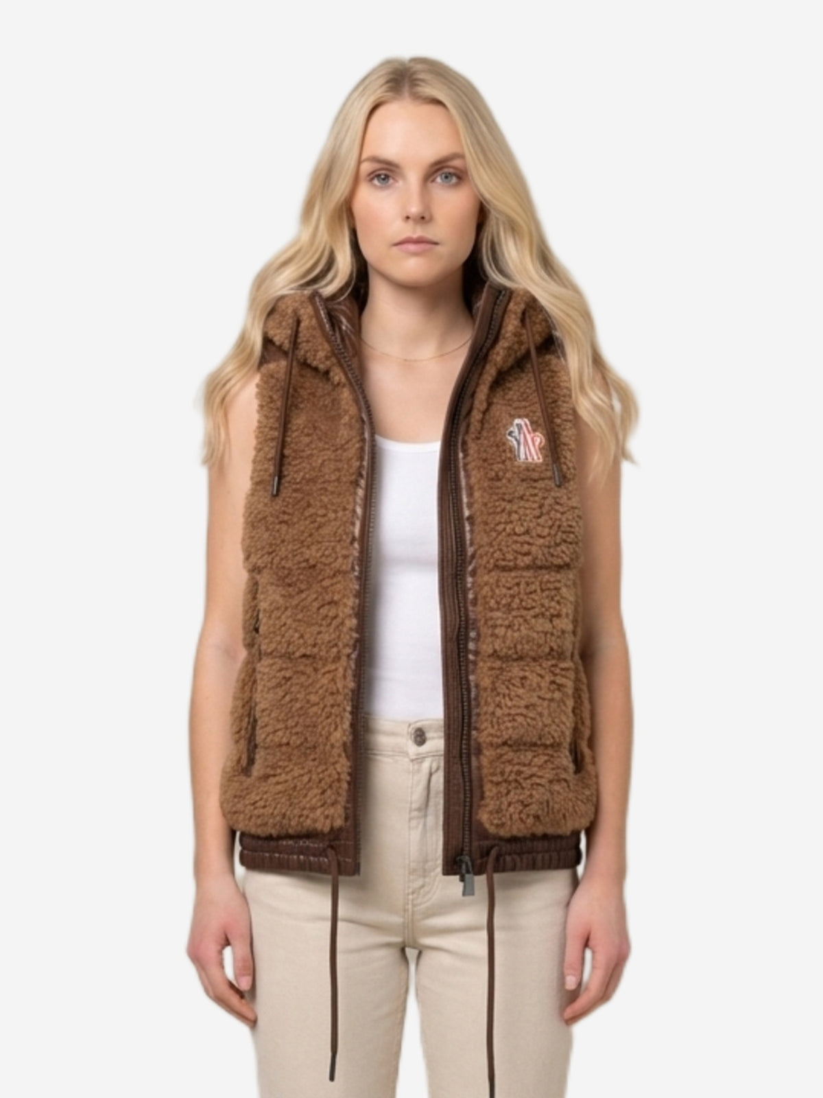 Moncler Grenoble Women's Teddy Fleece Gilet in Brown