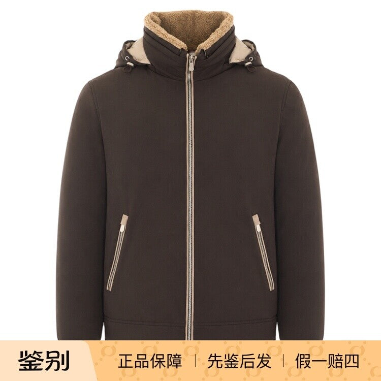 Brunello Cucinelli Men's Down Jacket in Brown