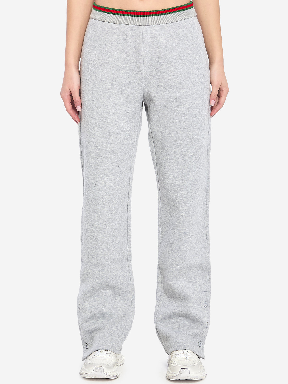Gucci Women's Web Cotton Jersey Leisure Pants in Grey