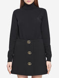 Gucci Women's Embroidered Wool Turtleneck in Black