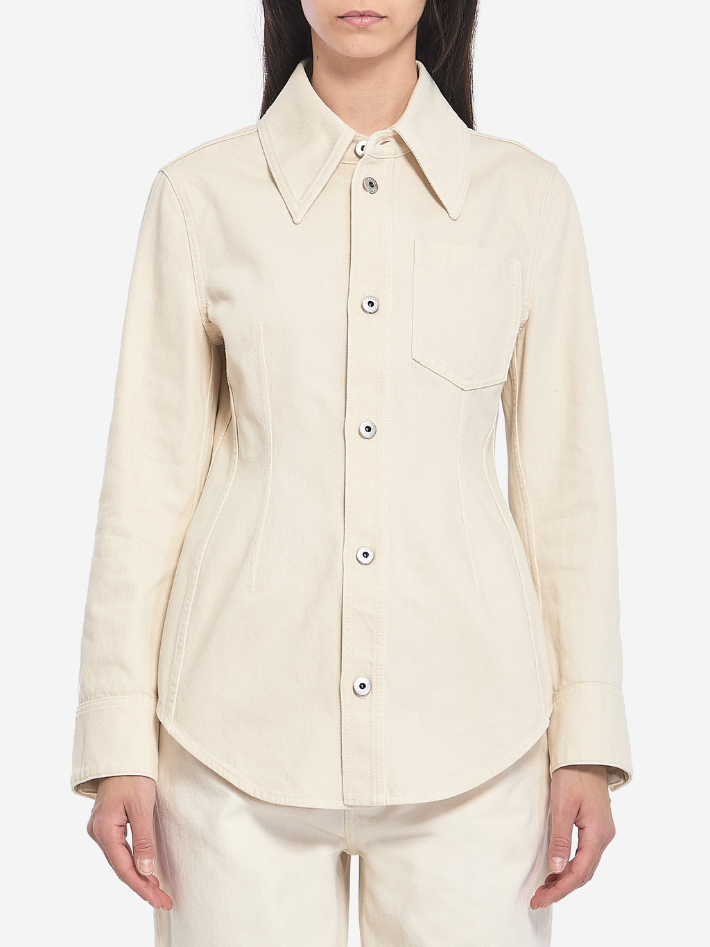 Bottega Veneta Women's Denim Shirt in Cream