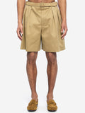 Saint Laurent Men's Cotton Drill Shorts with Belt in Beige