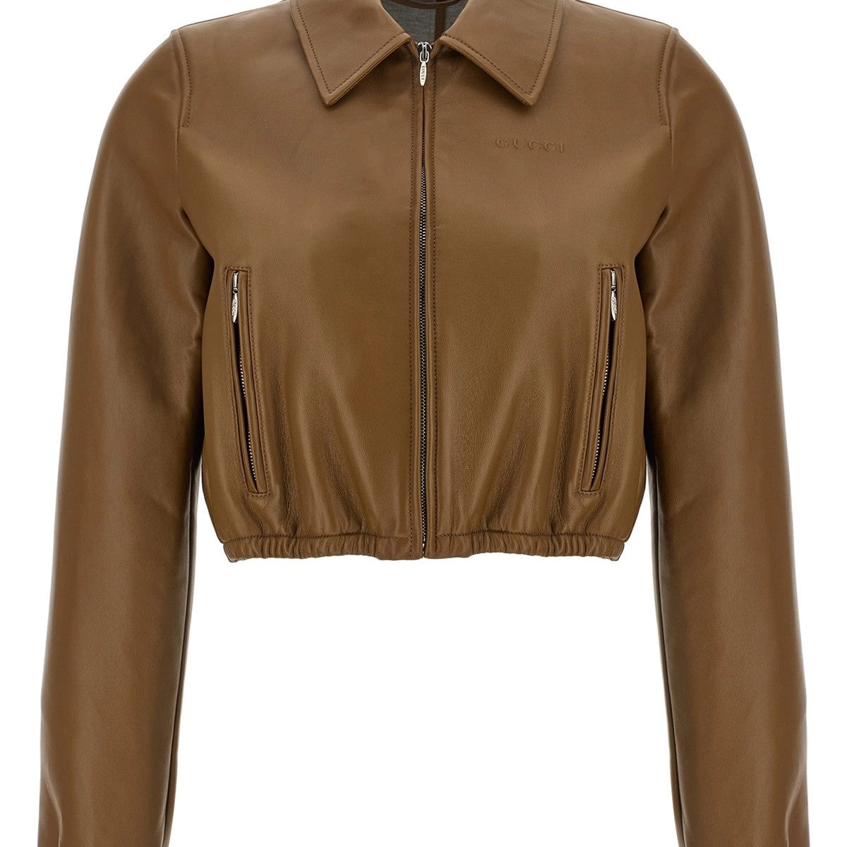 Gucci Women's Leather Jacket in Brown