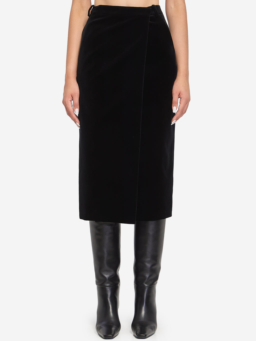 Saint Laurent Women's Wrap Skirt in Velvet in Black