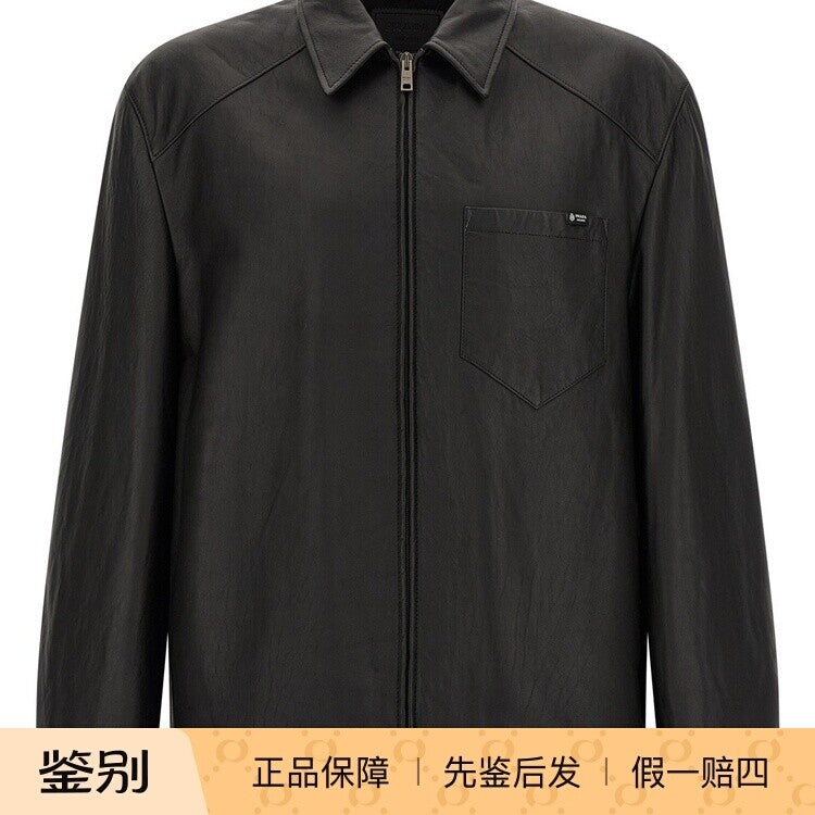 Prada Men's Leather Jacket in Black