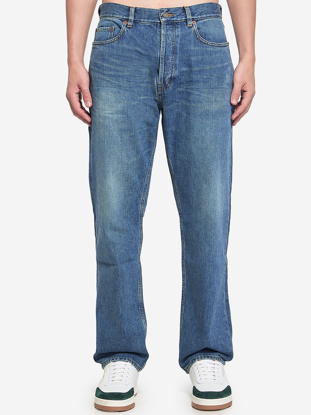 Saint Laurent Men's Mick Denim Pants in Blue