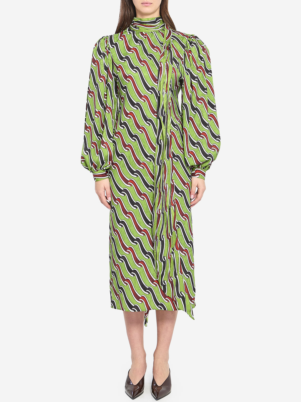 Gucci Women's Printed Silk Dress in Green