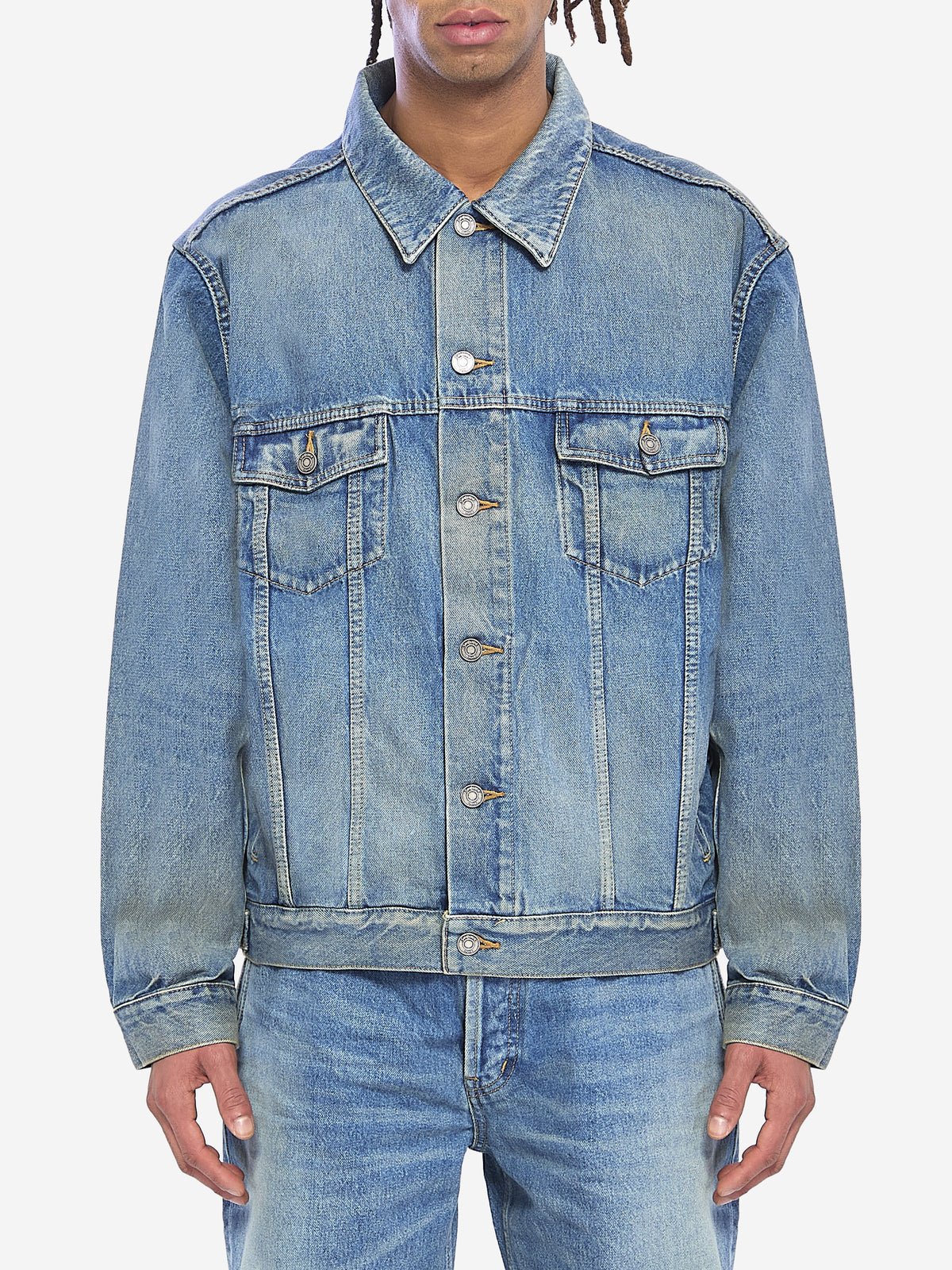 Saint Laurent Men's Trucker Jacket in Blue