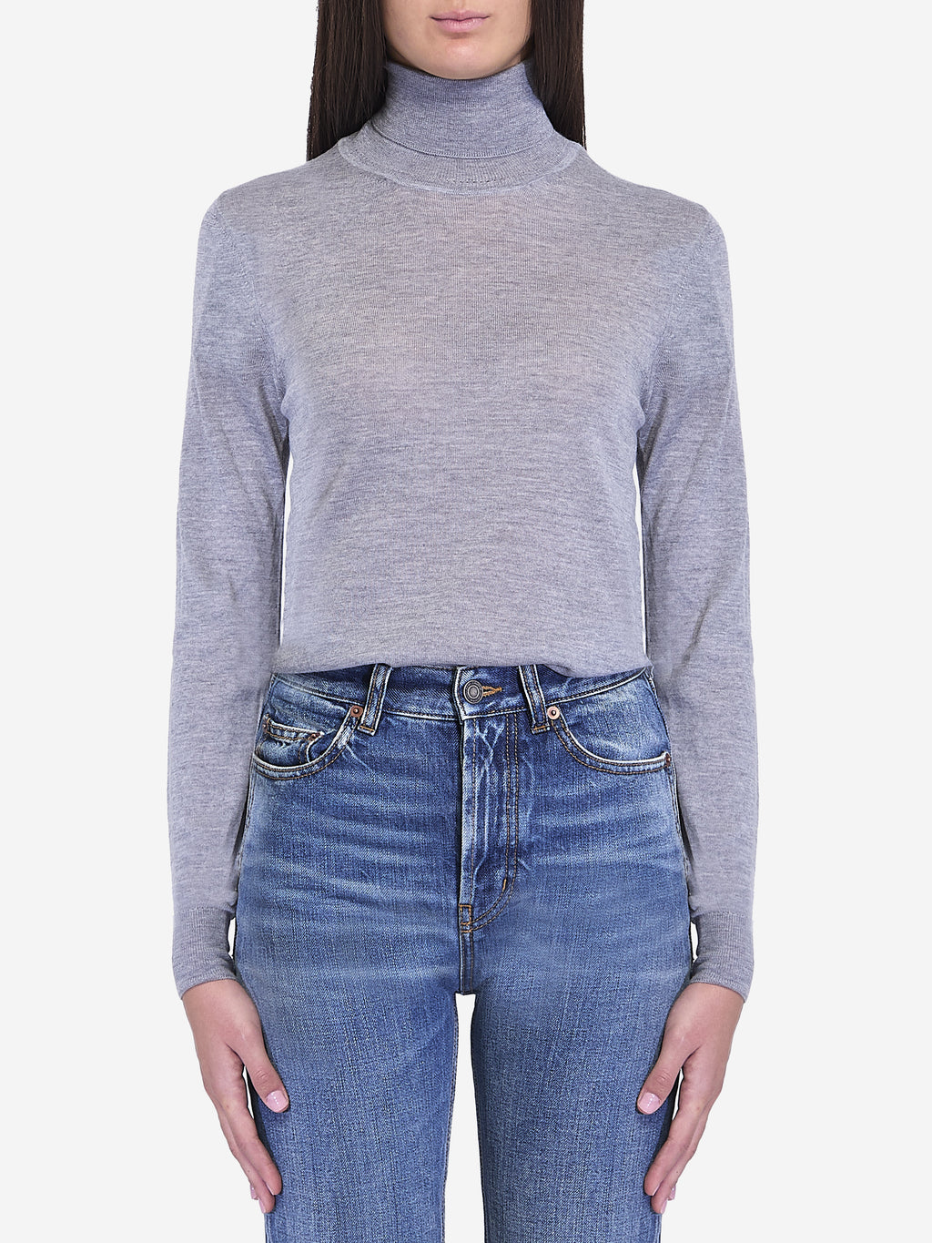 Saint Laurent Women's Wool Turtleneck in Grey