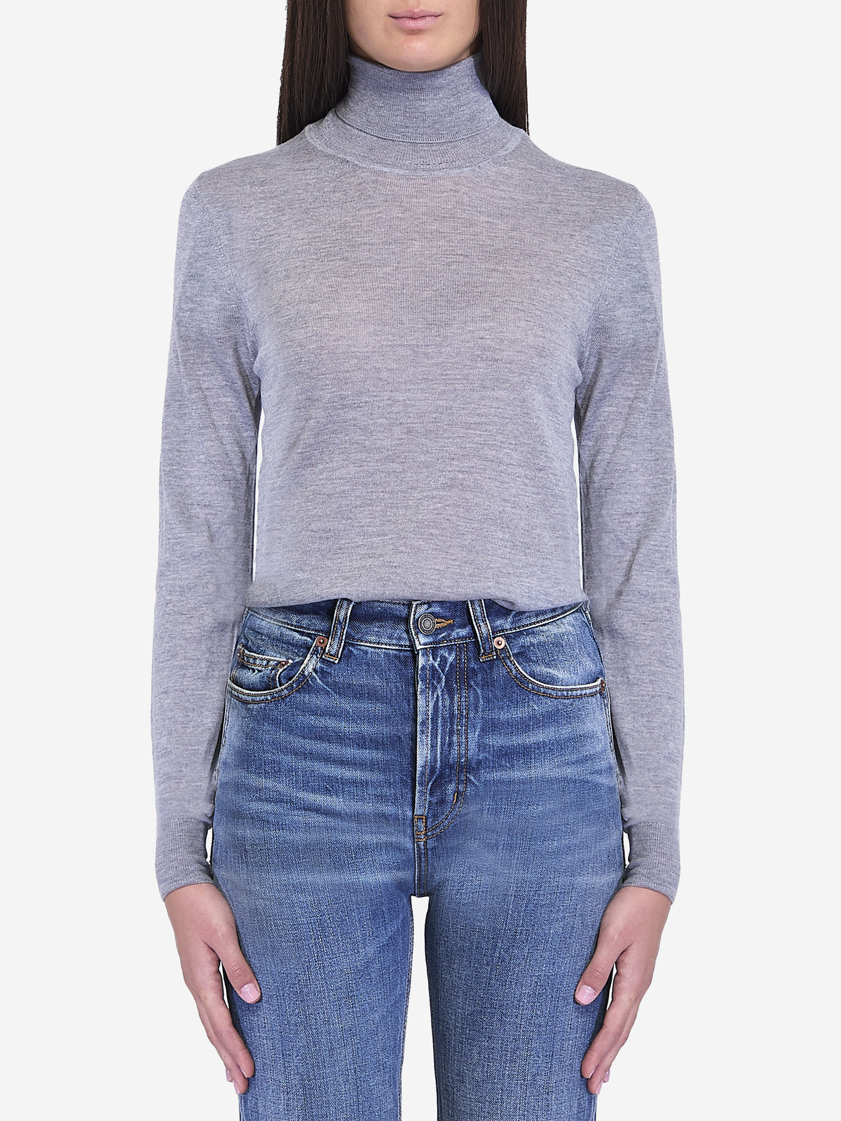 Saint Laurent Women's Wool Turtleneck in Grey