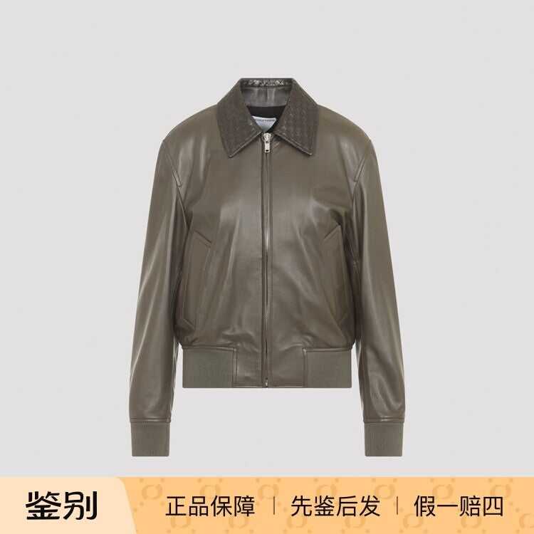 Bottega Veneta Women's Leather Jacket in Green